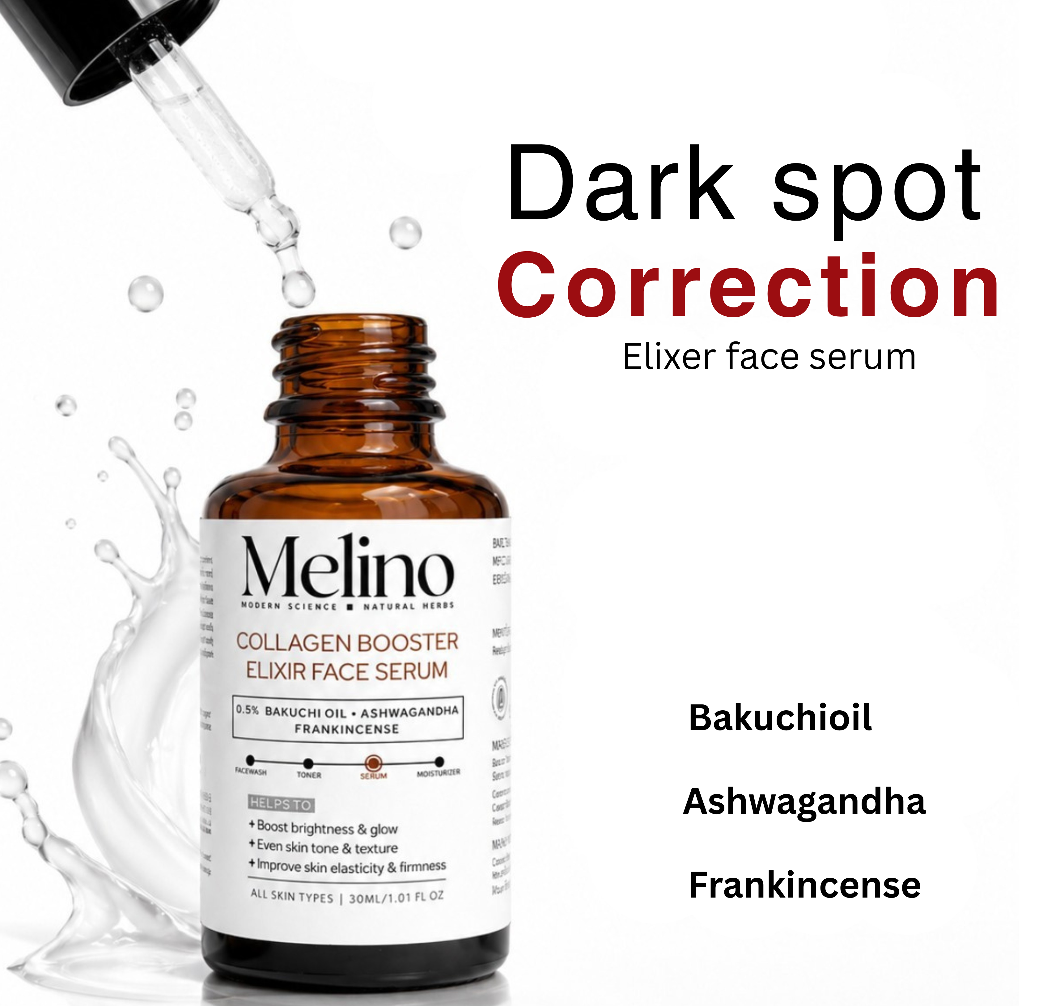 Elixir Skin Renewal Face Serum – with 0.5% Bakuchi Oil, Ashwagandha & Frankincense