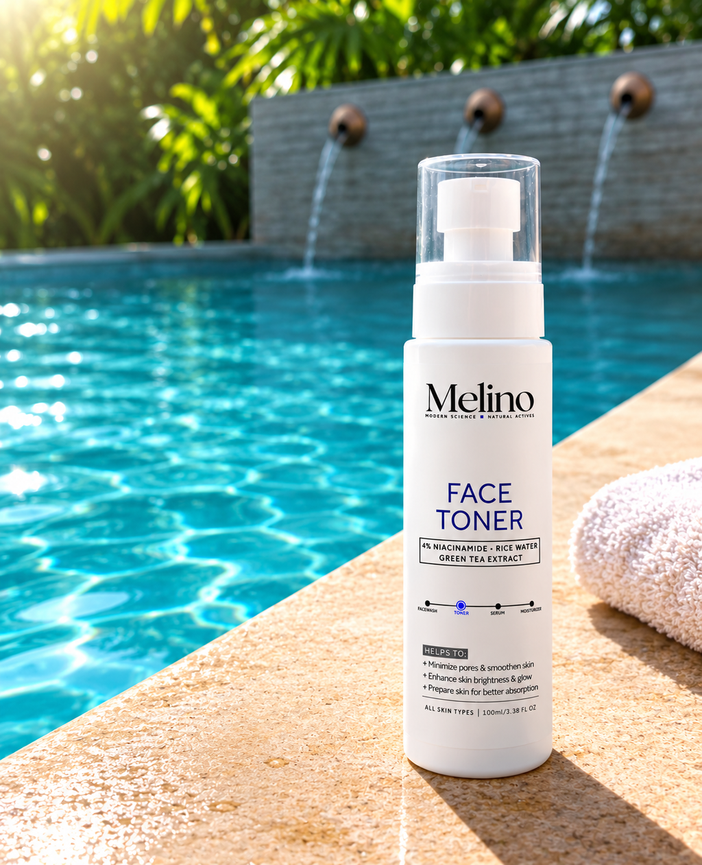 Melino 4% Niacinamide Face Toner with Rice Water & Green Tea Extract – Glow Boosting