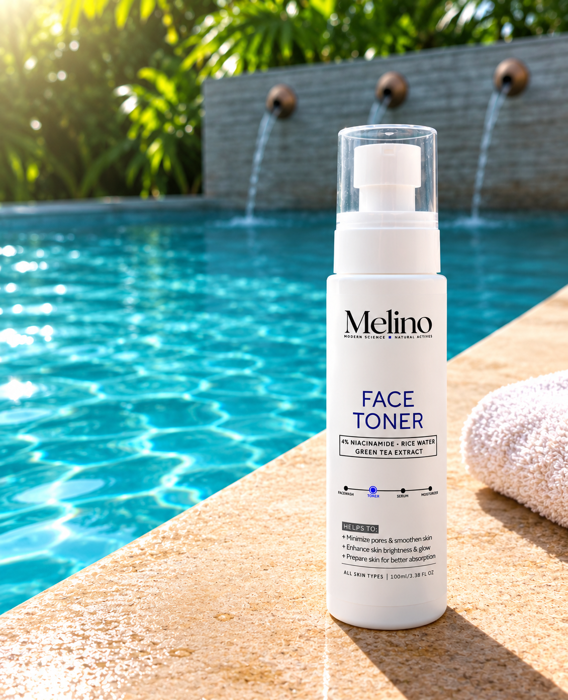 Melino 4% Niacinamide Face Toner with Rice Water & Green Tea Extract – Glow Boosting