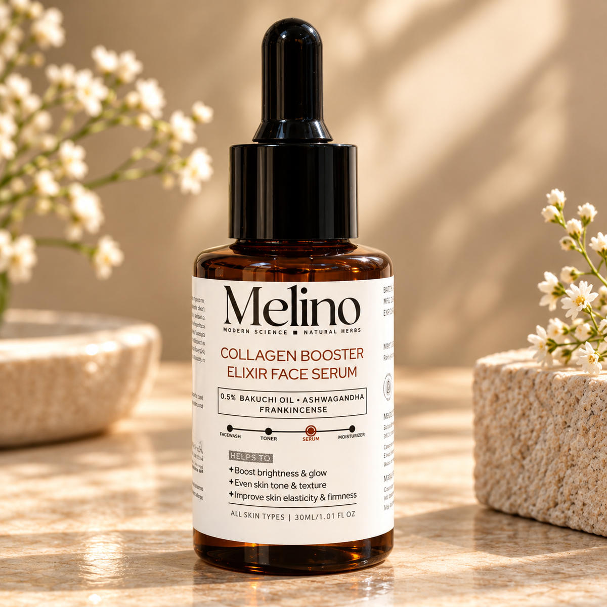 Melino Signature Gift Box - Elixir + Toner + Crystal Bath Salt + Scented Candle + Face pack